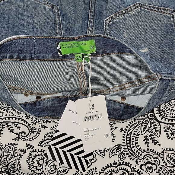 NWT Sandrine Rose x Free People Higher Rise Relaxed Shorts w Frayed Hem Size 25 - Picture 11 of 12